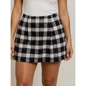 Grunge NWT Forever 21 Wool Blend Plaid Schoolgirl Mini Skirt Black White Red XS